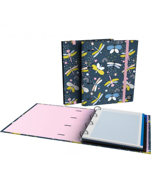 GRAFOPLAS CARPEBLOC FANTASIA 25 DRAGON FLY FORMATO A4 DE 4 ANILLAS DE 35 CON GOMA RECAMBIO DE 5X5 DE 5 COLORES 88122708
