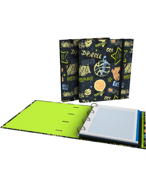 GRAFOPLAS CARPEBLOC FANTASIA 25 STREETBALL FORMATO A4 DE 4 ANILLAS DE 35 CON GOMA RECAMBIO DE 5X5 DE 5 COLORES 88122712