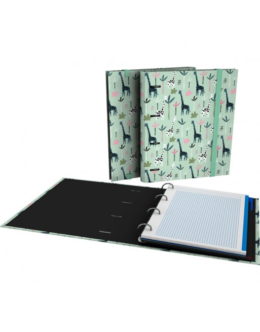 GRAFOPLAS CARPEBLOC FANTASIA 25 JUNGLE FORMATO A4 DE 4 ANILLAS DE 35 CON GOMA RECAMBIO DE 5X5 DE 5 COLORES 88122713