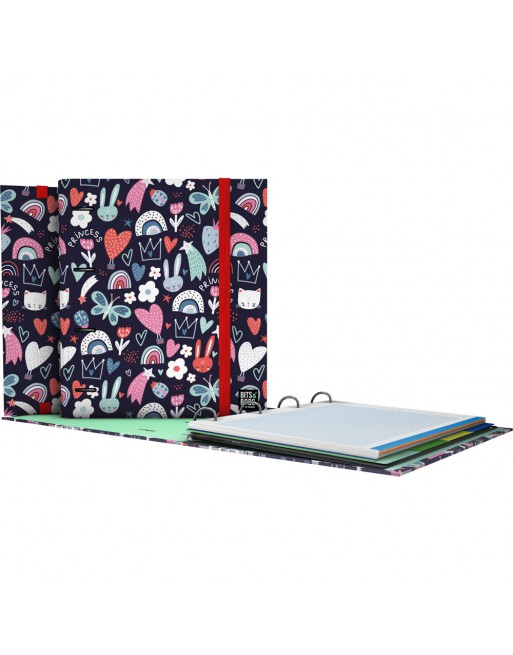 GRAFOPLAS CARPEBLOC FANTASIA 25 PRINCESS FORMATO A4 DE 4 ANILLAS DE 35 CON GOMA RECAMBIO DE 5X5 DE 5 COLORES 88122715