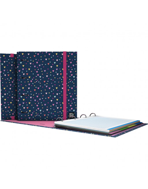 Grafoplas Carpebook Mafalda Pyjama - Classeur 4 Anneaux A4 Avec Recharge Quadrillée 90g, Séparateurs, élastique Et Dos Incurvé