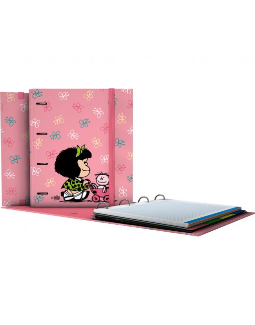 GRAFOPLAS CARPEBLOC FANTASIA 25 MAFALDA BABY FORMATO A4 DE 4 ANILLAS DE 35 CON GOMA RECAMBIO DE 5X5 DE 5 COLORES 88122724