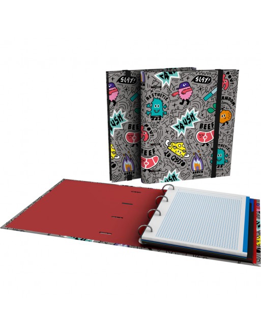 GRAFOPLAS CARPEBLOC FANTASIA 25 RANDOM FORMATO A4 DE 4  ANILLAS DE 35 CON GOMA RECAMBIO DE 5X5 DE 5 COLORES 88122728