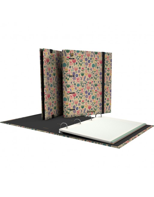 GRAFOPLAS CARPEBLOC UNINATURE 25 HOLANDA FORMATO A4 DE 4  ANILLAS DE 35 CON GOMA RECAMBIO DE 5X5 DE 5 COLORES 88122004