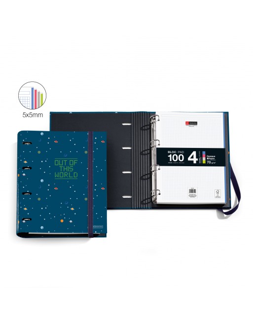 MIQUEL RIUS CARPEBLOC A4 MY SPACE 4 ANILLAS DE 35 MM CON RECAMBIO 100 HOJAS 4 COLORES MR15069