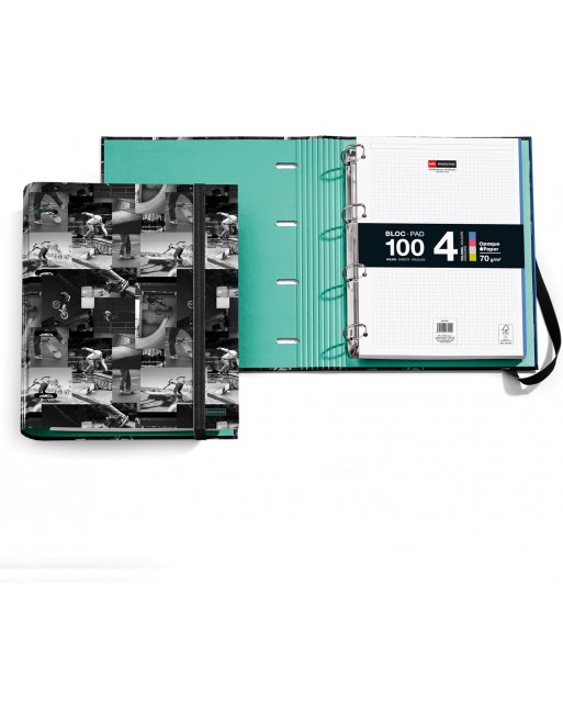 MIQUEL RIUS CARPEBLOC A4 SKATE PARK 4 ANILLAS DE 35 MM CON RECAMBIO 100 HOJAS 4 COLORES MR20836