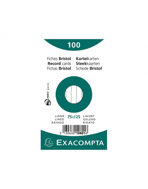 EXACOMPTA PAQ 100 FICHAS 75X125 HORIZONTAL - 10801X