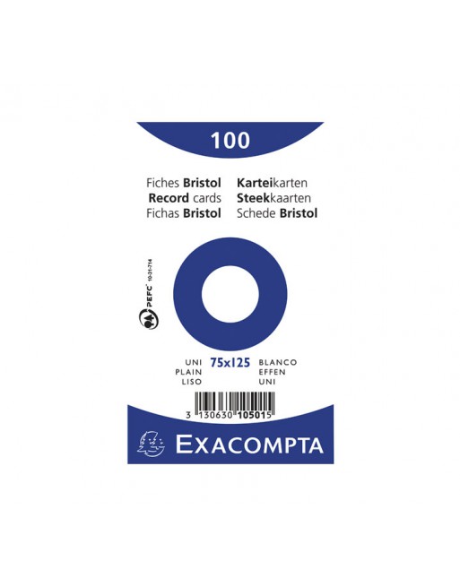 EXACOMPTA PAQ 100 FICHAS 75X125 LISO - 10501E