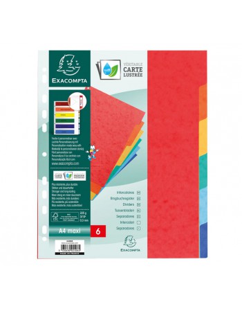 EXACOMPTA SEPARADORES CARTULINA A4+ 6 POSICIONES MULTITALAD. COLOR - 2406E