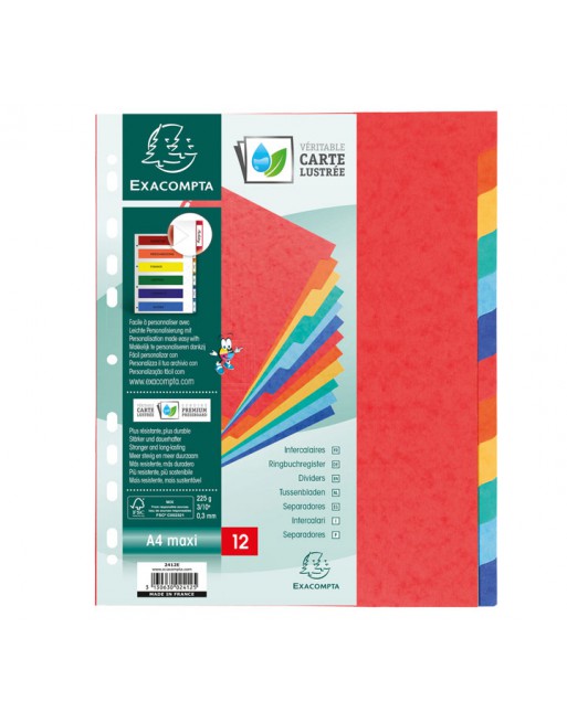 EXACOMPTA SEPARADORES CARTULINA LUSTRADA 12 POSICIONES A4+ - 2412E
