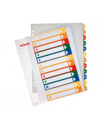 ESSELTE PACK 10 INDICE POLIPROPILENO A4+ 1-12 PROYECTO IMPRIMIBLE - 100214