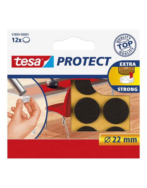 TESA FIELTRO CIRCULAR ANTI RASGUÑO 12UN. MARRON Ø22MM - 57893-00001-01