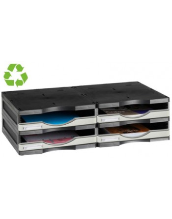 ARCHIVO 2000 MODULO ARCHIVODOC DOBLE APILABLE 2 ALTURAS ESTRECHO A4 CON 4 CAJONES GRIS 360 x 600 x 165 COLOR NEGRO Y GRIS - 6522