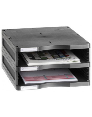 ARCHIVO 2000 MODULO ARCHIVODOC APILABLE 2 ALTURAS ESTRECHO A4 360 X 300 X 165 COLOR NEGRO - 6512 NE