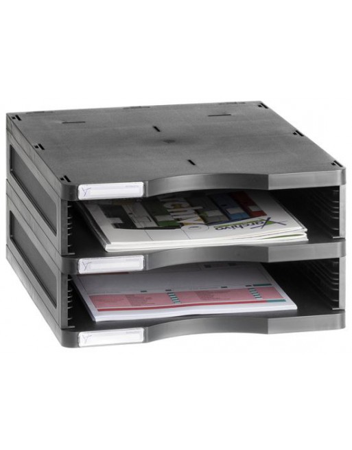 ARCHIVO 2000 MODULO ARCHIVODOC APILABLE 2 ALTURAS ESTRECHO A4 360 X 300 X 165 COLOR NEGRO - 6512 NE
