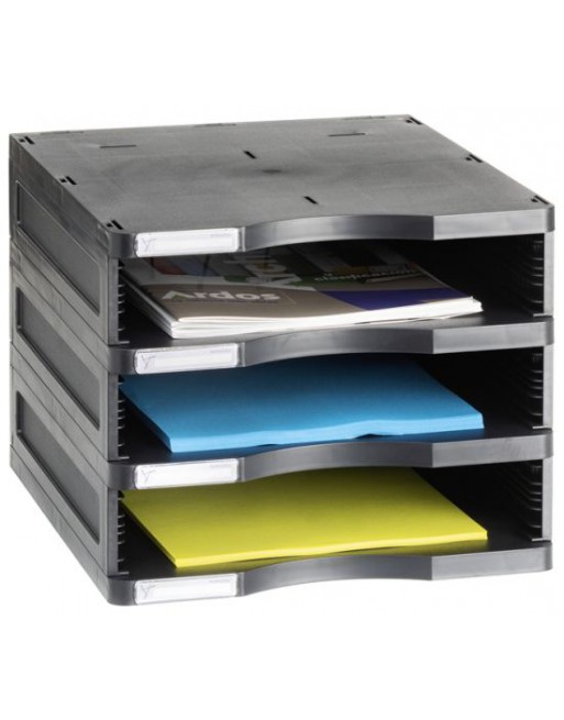 ARCHIVO 2000 MODULO ARCHIVODOC APILABLE 3 ALTURAS ESTRECHO A4 360 X 300 X 240 COLOR NEGRO - 6513 NE