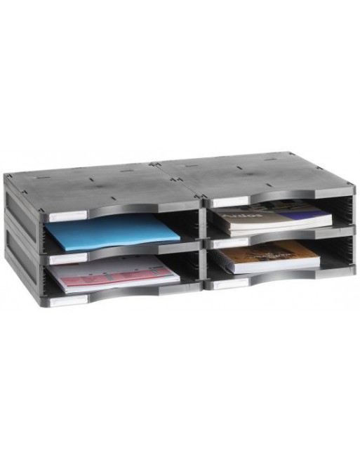 ARCHIVO 2000 MODULO ARCHIVODOC DOBLE APILABLE 2 ALTURAS ESTRECHO A4 360 X 600 X 165 COLOR NEGRO - 6522 NE