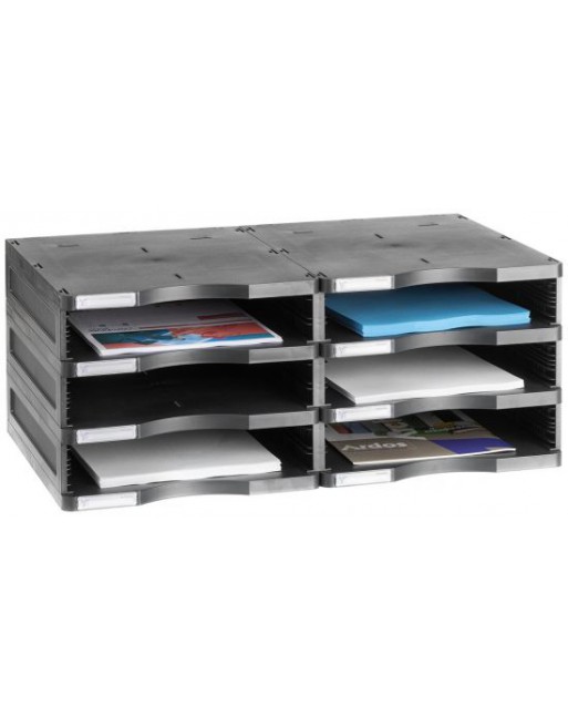 ARCHIVO 2000 MODULO ARCHIVODOC DOBLE APILABLE 3 ALTURAS ESTRECHO A4 360 X 600 X 240 COLOR NEGRO - 6523 NE
