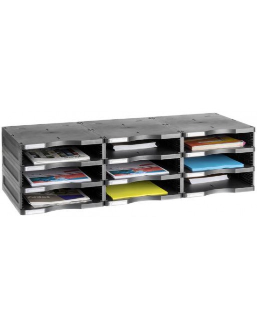 ARCHIVO 2000 MODULO ARCHIVODOC TRIPLE APILABLE 3 ALTURAS ESTRECHO A4 360 X 900 X 240 COLOR NEGRO - 6533 NE