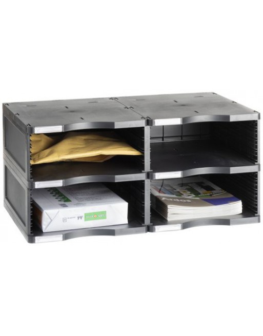 ARCHIVO 2000 MODULO ARCHIVODOC DOBLE APILABLE 2 ALTURAS JUMBO A4 360 X 600 X 275 COLOR NEGRO - 6622 NE