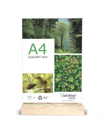 ARCHIVO2000 EXPOSITOR DE SOBREMESA DOBLE CARA CON BASE DE MADERA A4 VERTICAL ID 15904M1 TP