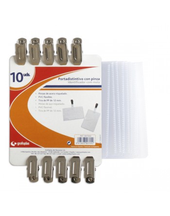 GRAFOPLAS PAQUETES 10 PORTADISTINTIVOS+PINZAS GRAFOPLAS 9072000
