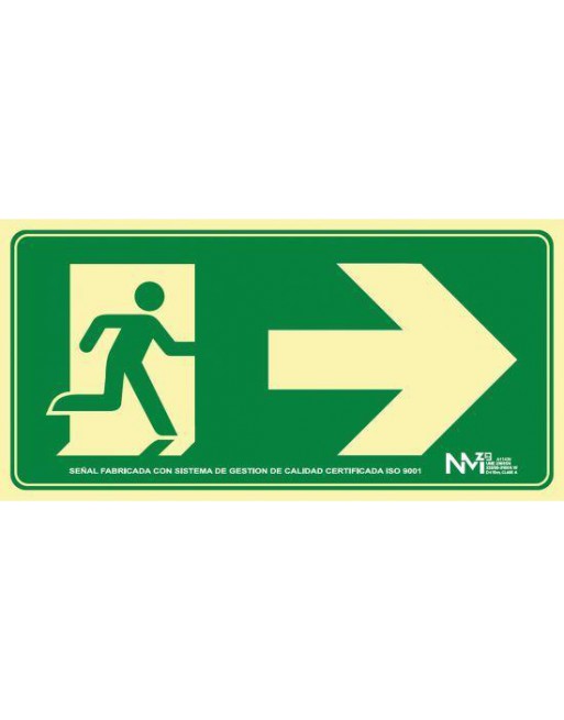 ARCHIVO 2000 PLACA SEÑAL SALIDA EMERGENCIA DERECHA POLIPROPILENO VERDE 6170-16H VE