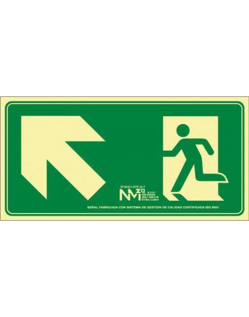 ARCHIVO 2000 PLACA SEÑAL EMERGENCIA SUBIDA IZQUIERDA POLIPROPILENO VERDE 6170-21H VE