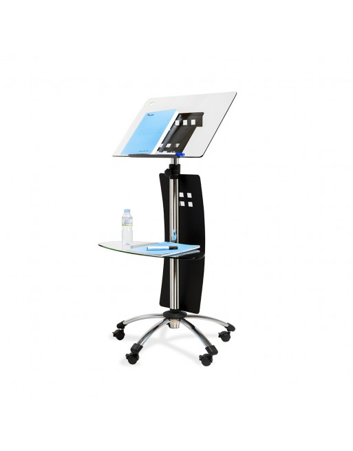 ROCADA ATRIL LECTERN LUXE MÓVIL PARA PRESENTACIONES CRISTAL Y CROMADO - 3070