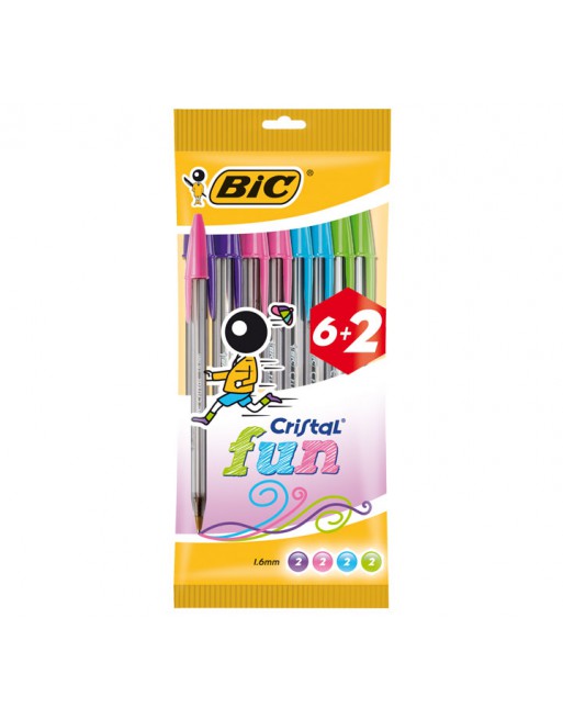 BIC BLISTER 6+2 BOLIGRAFO CRISTAL FUN - 8963811
