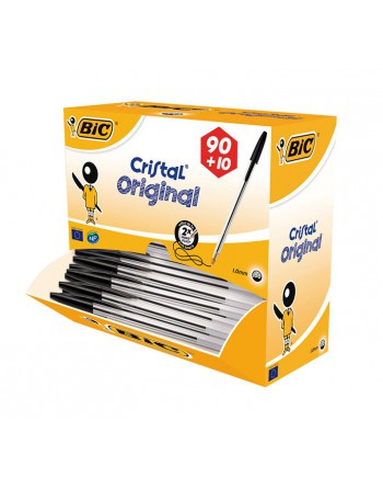 BIC BOLÍGRAFO CRISTAL CAJA 90+10 NEGRO 896040