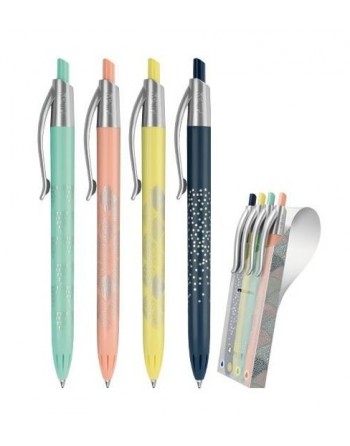 MILAN ESTUCHE 4 BOLIGRAFOS SERIE SILVER TINTA DE COLORES PASTEL 17657784
