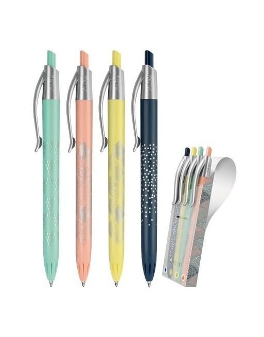 MILAN ESTUCHE 4 BOLIGRAFOS SERIE SILVER TINTA DE COLORES PASTEL 17657784