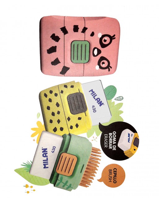 MILAN GOMA 430 CON PORTAGOMA DE CEPILLO IMPRESO EN FANTASIA HIDE Y SEEK - 491116HS
