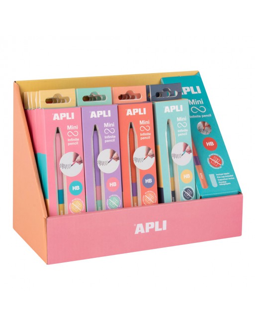APLI LAPIZ INFINITO NORDIK MINI TRICOLOR PUNTA FINA LARGO 10 CM EXPOSITOR 20 UNIDADES 19960