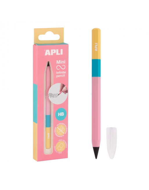 APLI LAPIZ INFINITO NORDIK MINI TRICOLOR ROSA TURQUESA AMARILLO PUNTA FINA LARGO 10 CM 19962