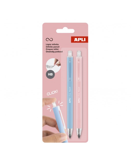 APLI LAPIZ INFINITO RETRACTIL AZUL Y ROSA PUNTA GRUESA BLISTER 2 UNIDADES 20066