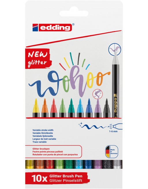 EDDING 1340 10 ROTULADORES GLITTER PUNTA PINCEL SURTIDO 104-1340-10-4