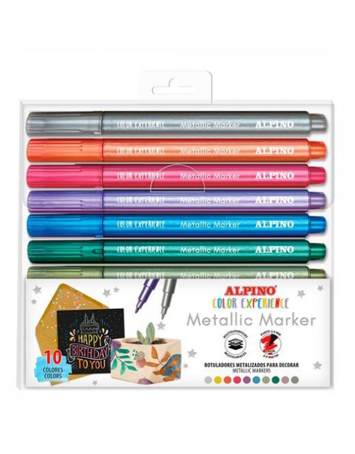 ALPINO ROTULADORES MULTISUPERFICIES METALLIC COLOR EXPERIENCE COLORES SURTIDOS ESTUCHE 10 UD AR001086