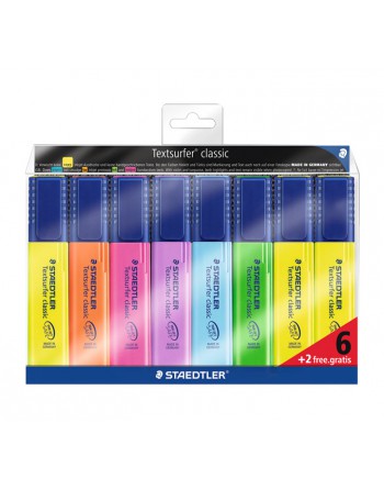 STAEDTLER ESTUCHE 6+2 FLUOR TEXTSURFER - 364 A WP8