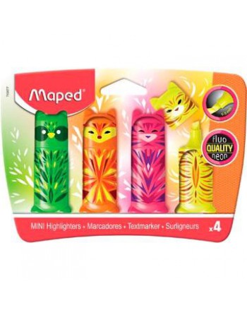 MAPED MARCADOR FLUORESCENTE MINI FRIENDS COLORES SURTIDOS ESTUCHE 4 UD 743677