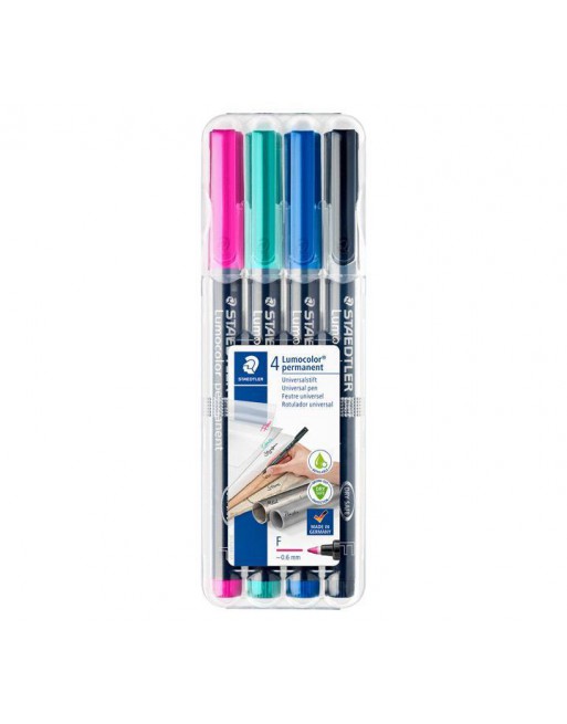 STAEDTLER ESTUCHE 4 ROTULADOR LUMOCOLOR PERMANENTE 0.6MM SURTIDO 2 - 318 WP4-1