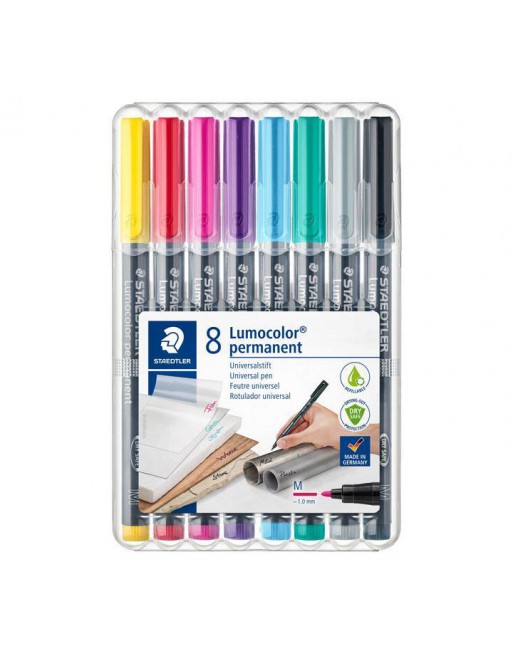 STAEDTLER ESTUCHE 8 ROTULADOR LUMOCOLOR PERMANENTE 1MM SURTIDO 2 - 317 WP8-2