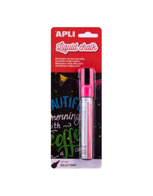 APLI BLISTER ROTULADOR PARA PIZARRA CHALK 5.5MM PUNTA REDONDA ROSA - 17623