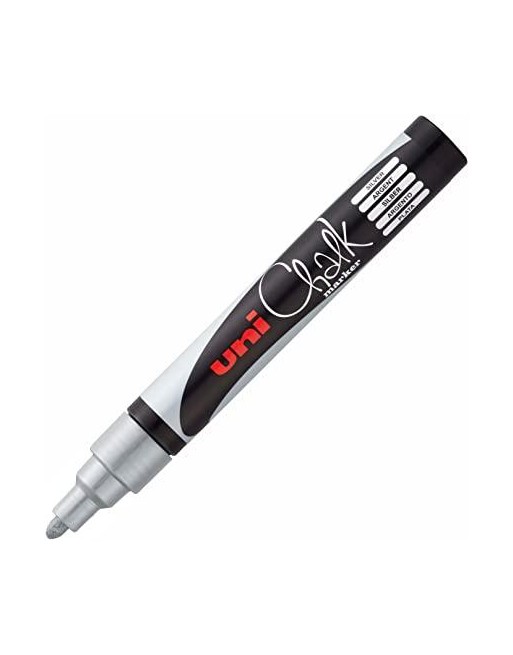 UNIBALL MARCADOR DE TIZA LÍQUIDA CHALK COLOR PLATA METALIZADO PWE-5M PLATA CAJA 6 UD 264713000