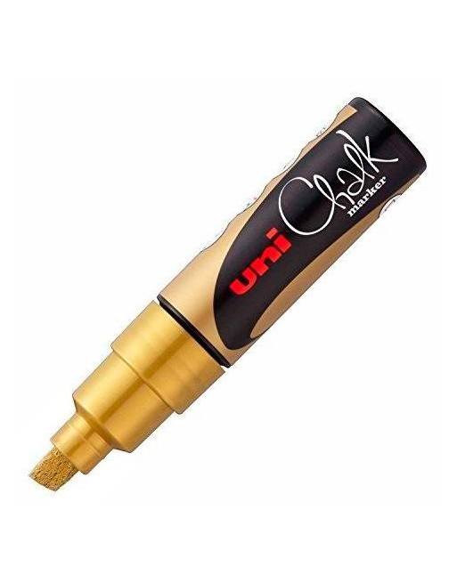 UNIBALL MARCADOR DE TIZA LÍQUIDA CHALK COLOR ORO METALIZADO PWE-8M ESCRITURA HASTA 8 MM CAJA 6 UD 222109000