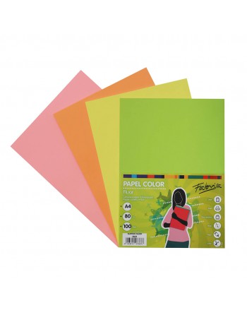 FABRISA PACK 100H PAPEL DE COLOR 80GR A4 SURTIDO FLUOR - 15611