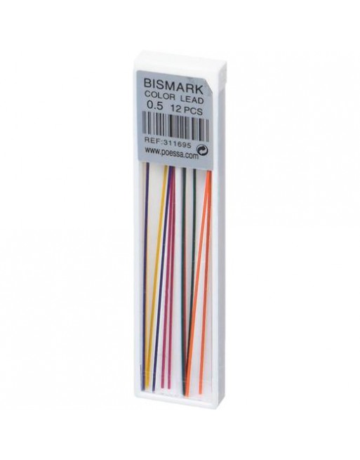 BISMARK MINAS DE COLORES 0,5MM ESTUCHE 12 UD COLORES SURTIDOS 311695
