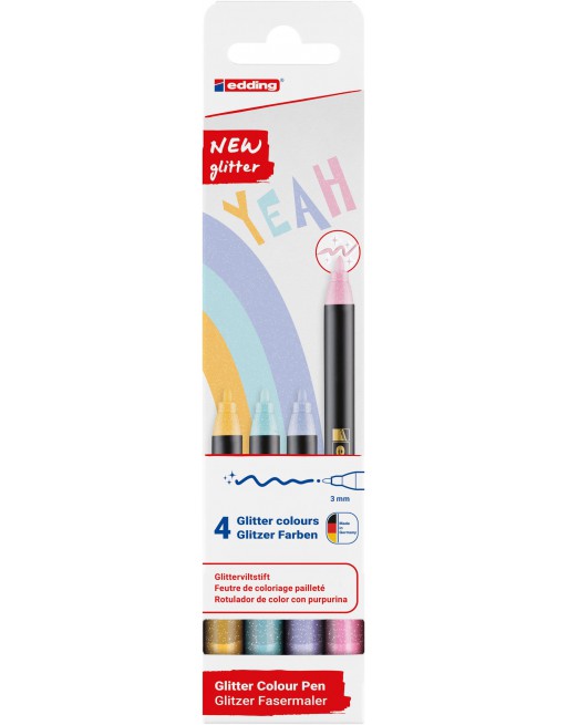 EDDING 1200 ESTUCHE 4 ROTULADORES GLITTER 3MM SURTIDO PASTEL 104-1200-4-3