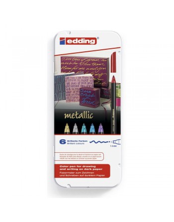 EDDING 1200 ESTUCHE 6 ROTULADORES 3MM COLORES METALICOS SURTIDO 101200MET-6